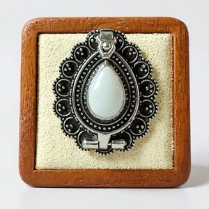 Natural Moonstone Cabochon Poison Pillbox Locket Ring Boho Sterling Silver New